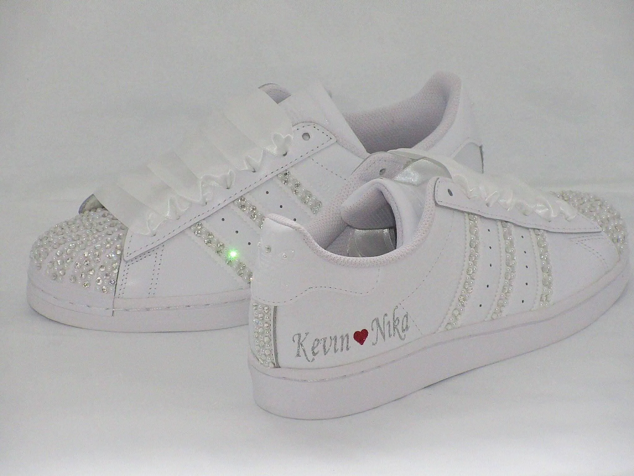 Custom Personalised Bridal Crystal & Pearl Adidas Trainers