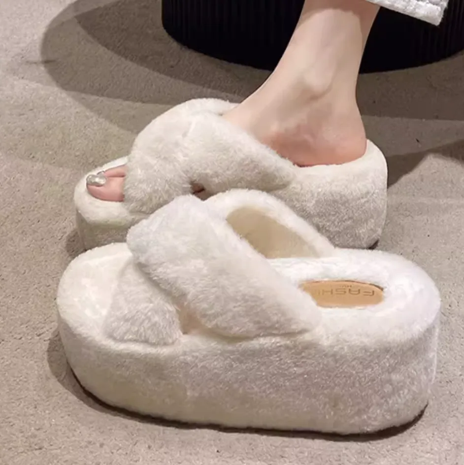 Cute Rabbit Plush Cross Cotton Slipper