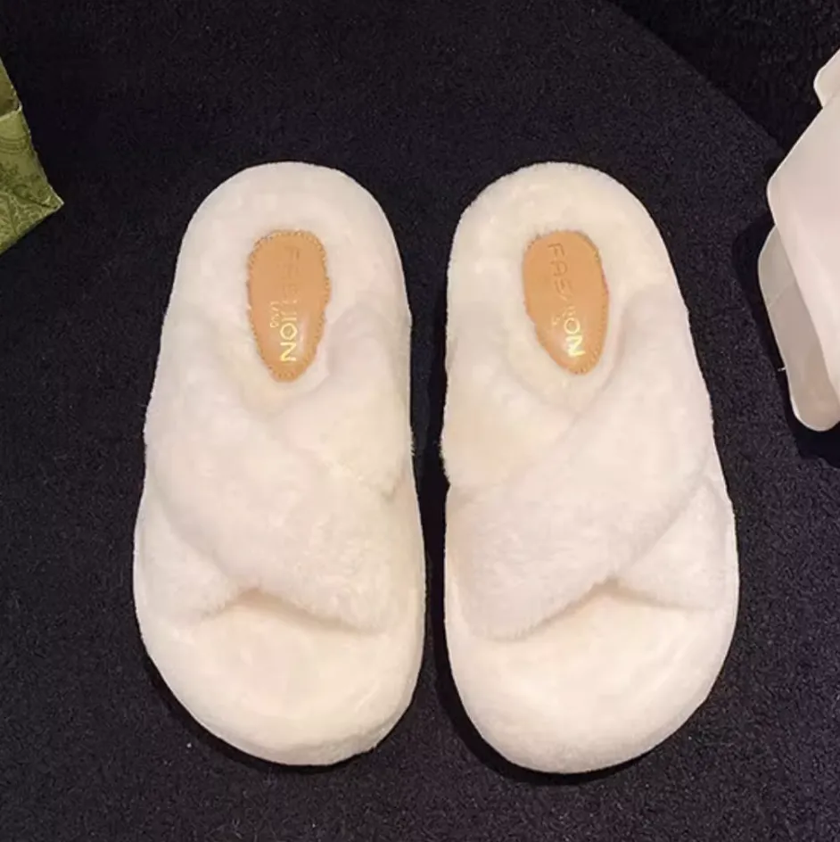 Cute Rabbit Plush Cross Cotton Slipper
