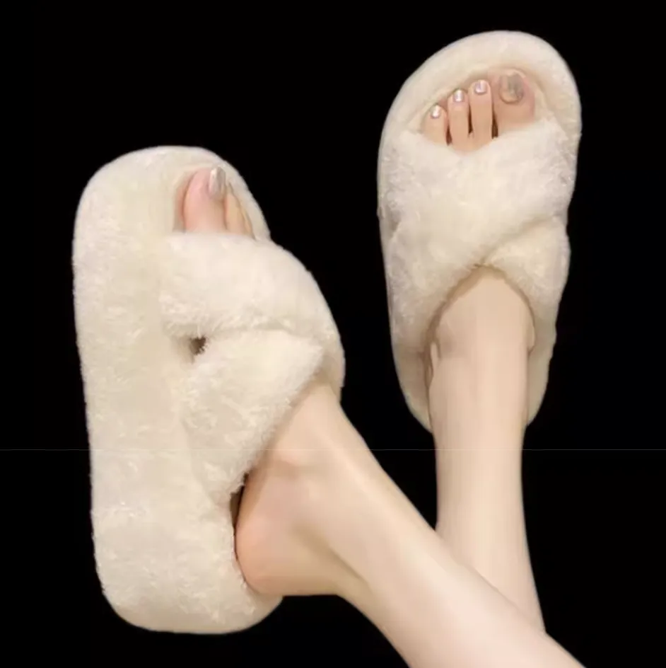 Cute Rabbit Plush Cross Cotton Slipper