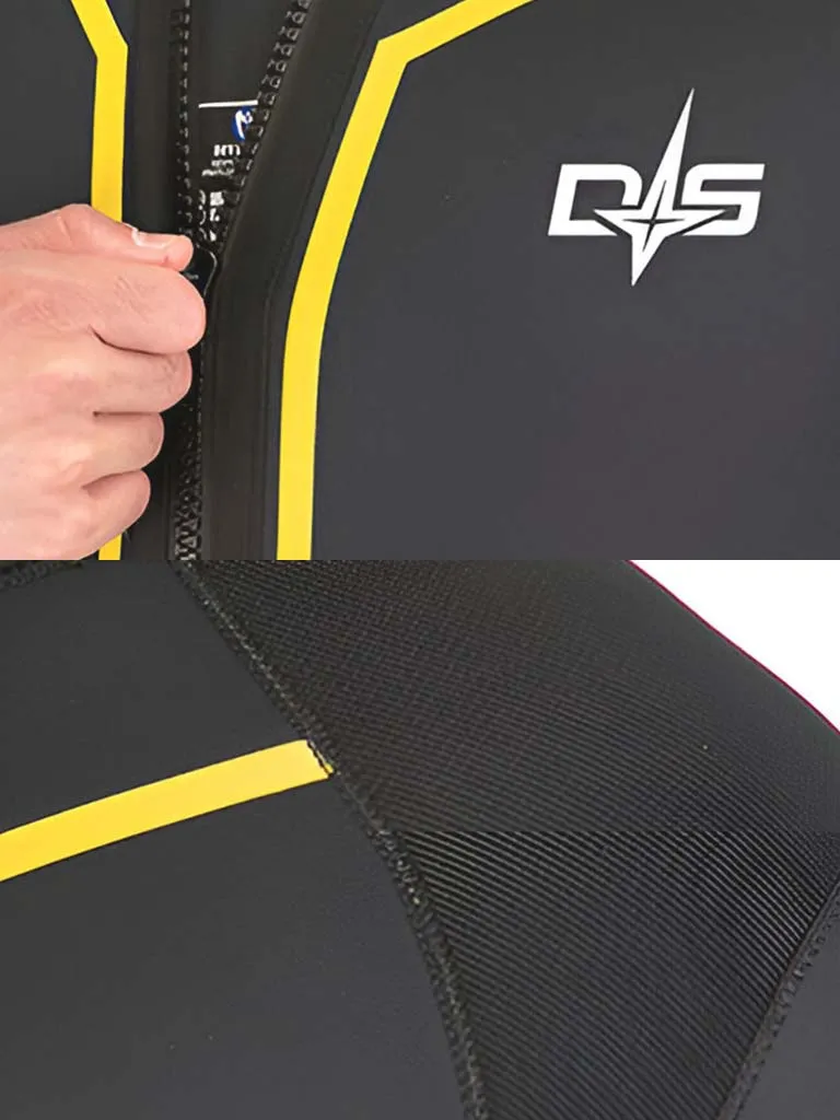DIVESTAR Mens 7MM Semi-Dry Thermal Hooded Winter Wetsuit, Black & Yellow