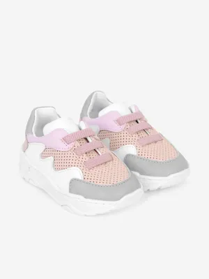 Emporio Armani Girls Trainers - Pink & Grey Leather Trainers
