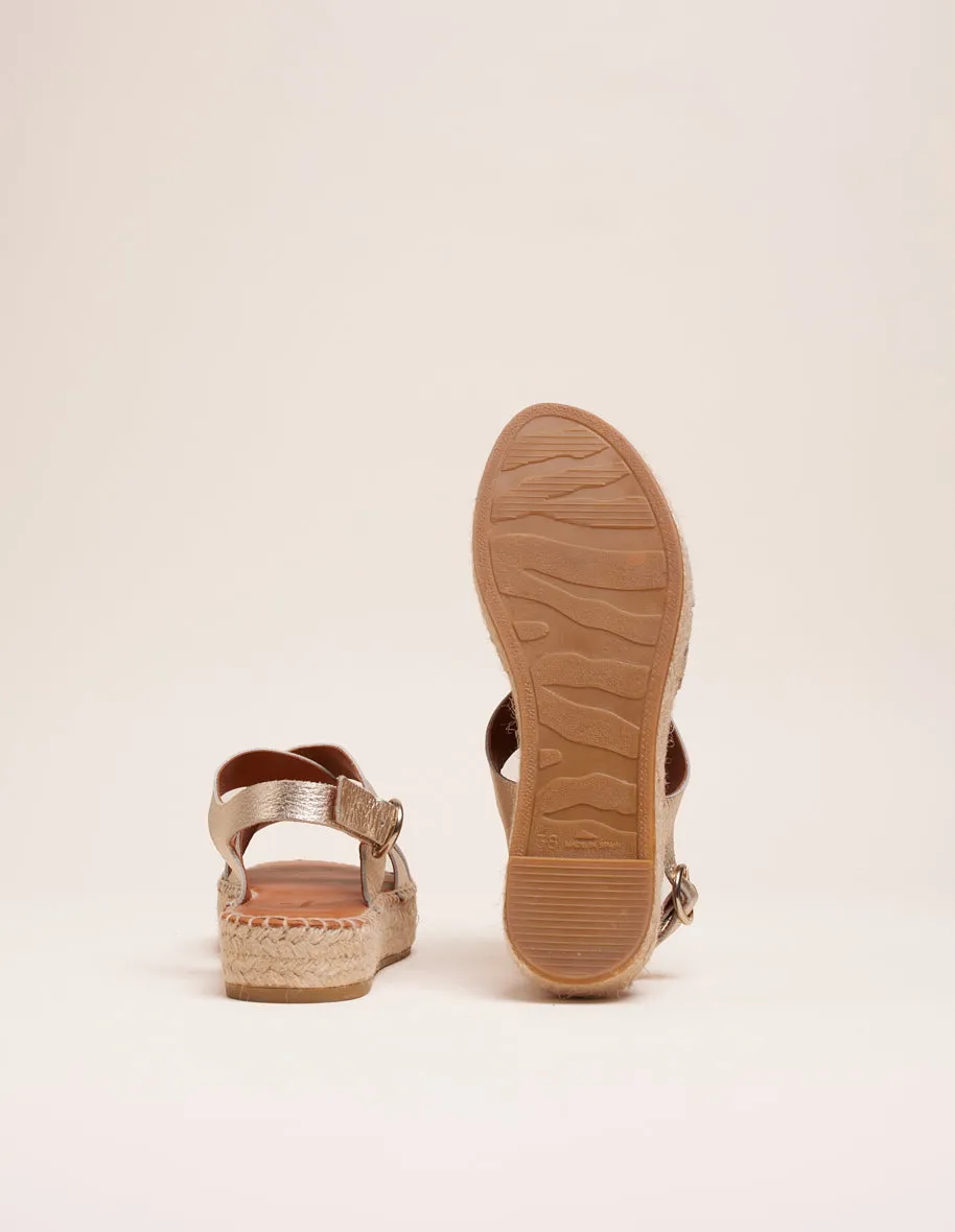 Espadrilles plates Chantal - Cuir grainé champagne