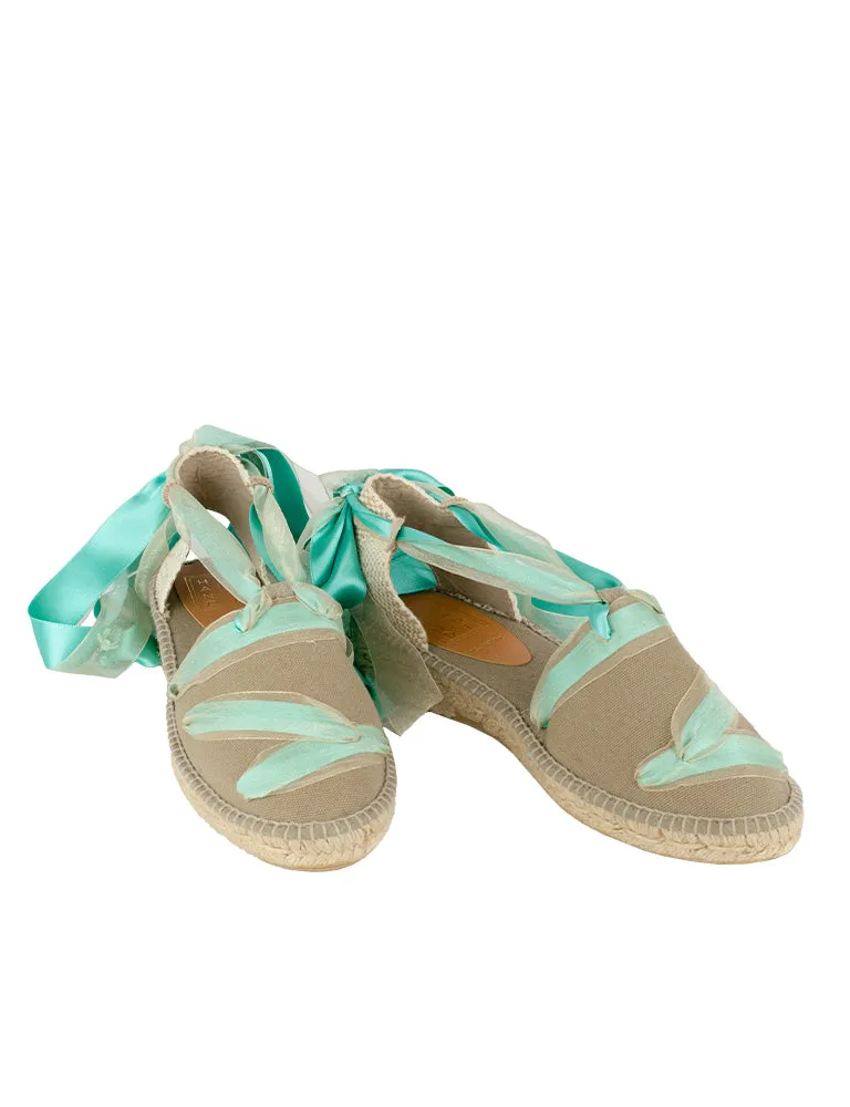 Espadrilles Teal Flat Wedge in Jimmy Choo