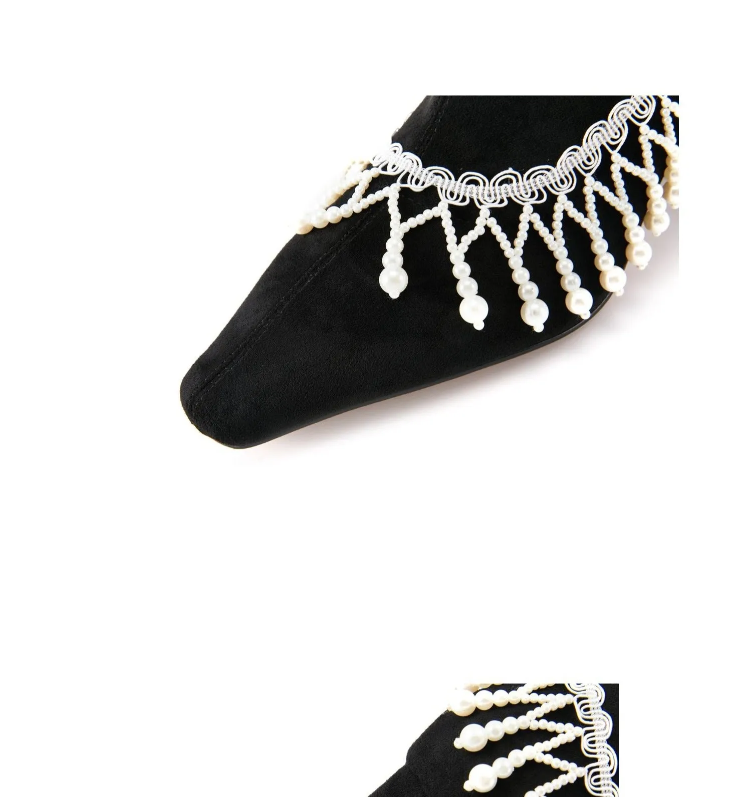 FEI original niche design pearl chain tassel boots ankle boots- Lona