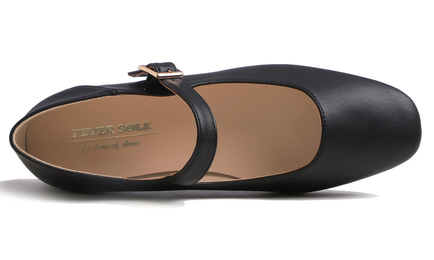 Feversole Women's Mary Jane Fashion Square Toe Easy Buckle Low Heel Slip On Flats Vegan Leather