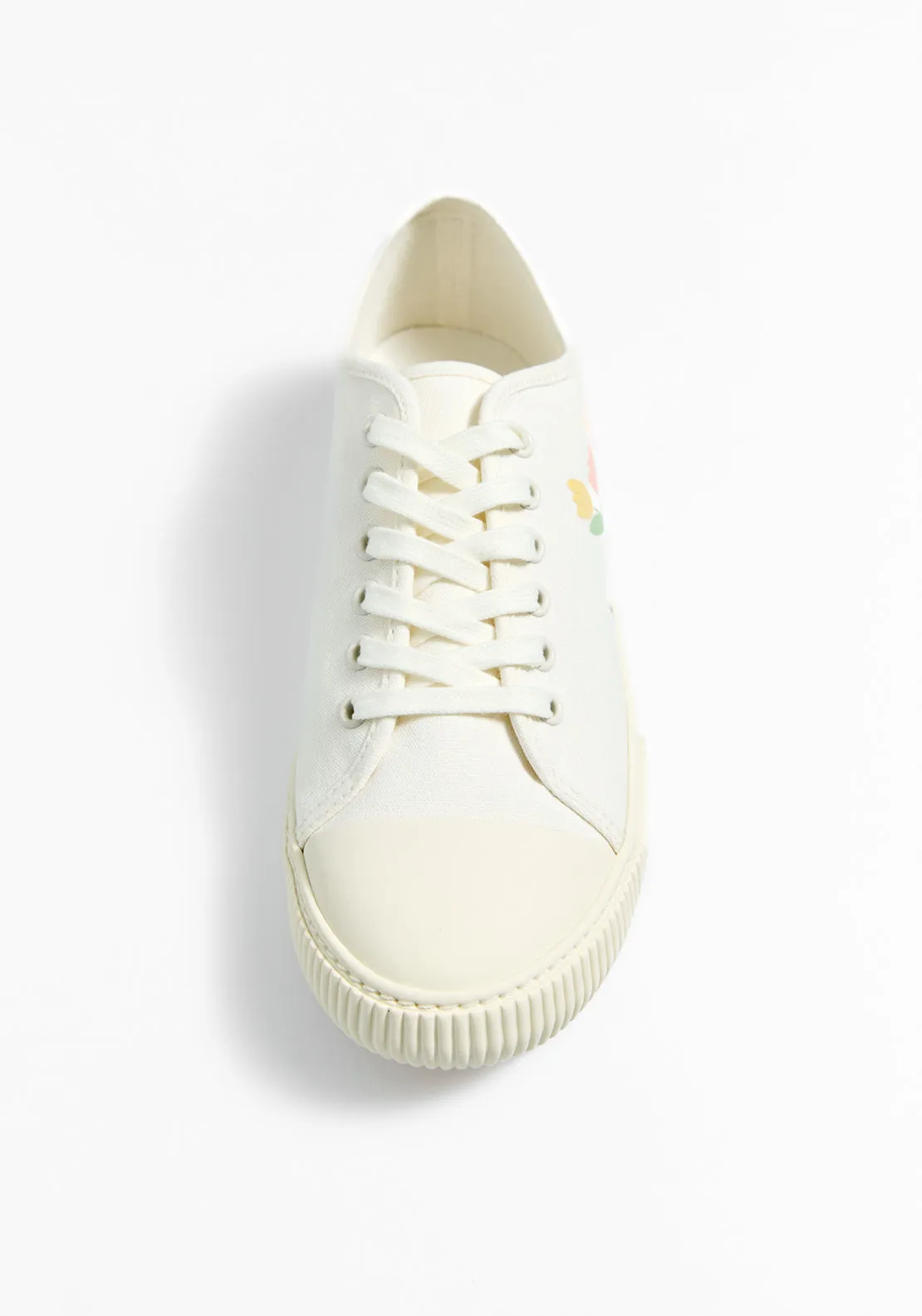 Flowers canvas trainers - Ecru