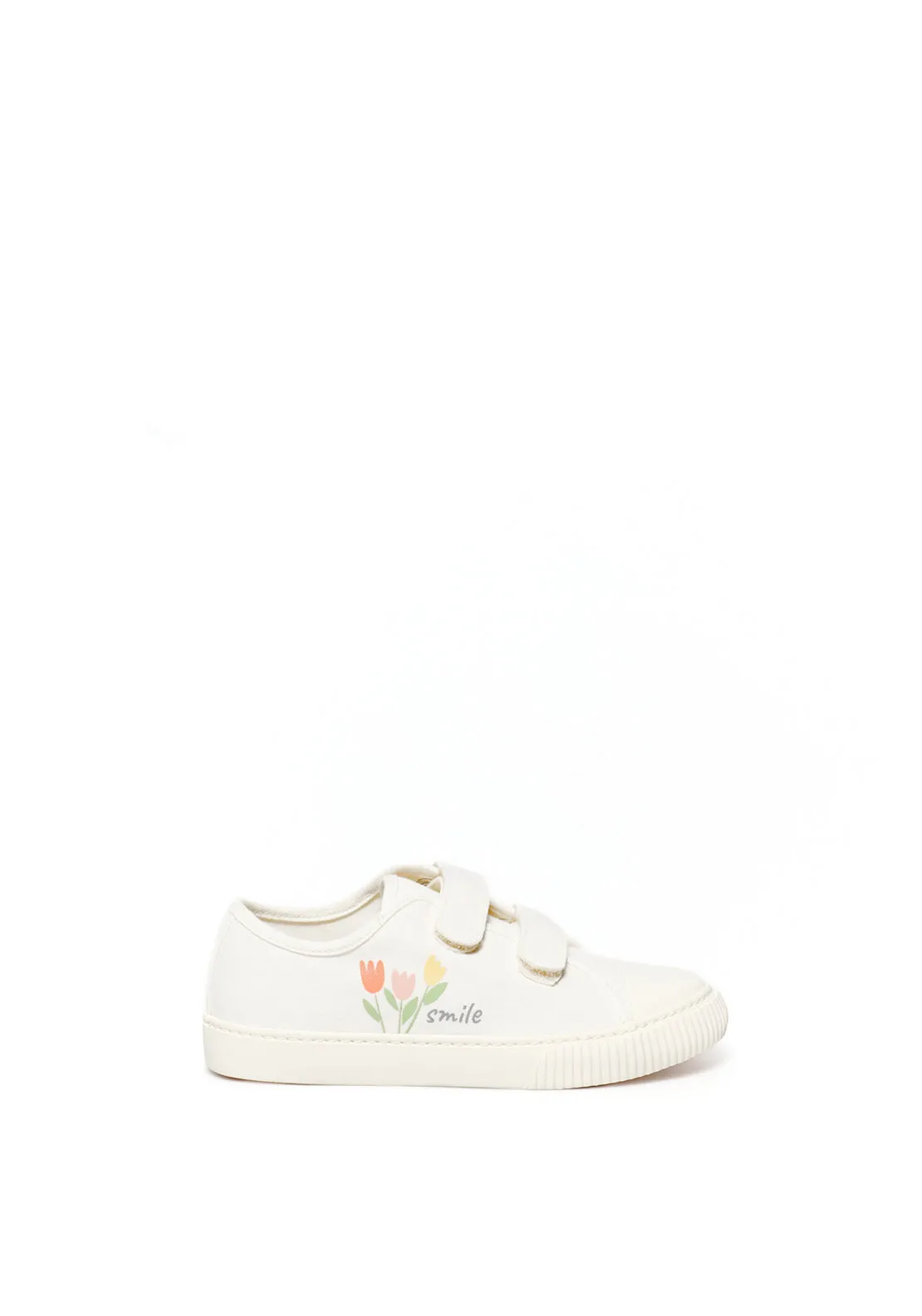 Flowers canvas trainers - Ecru
