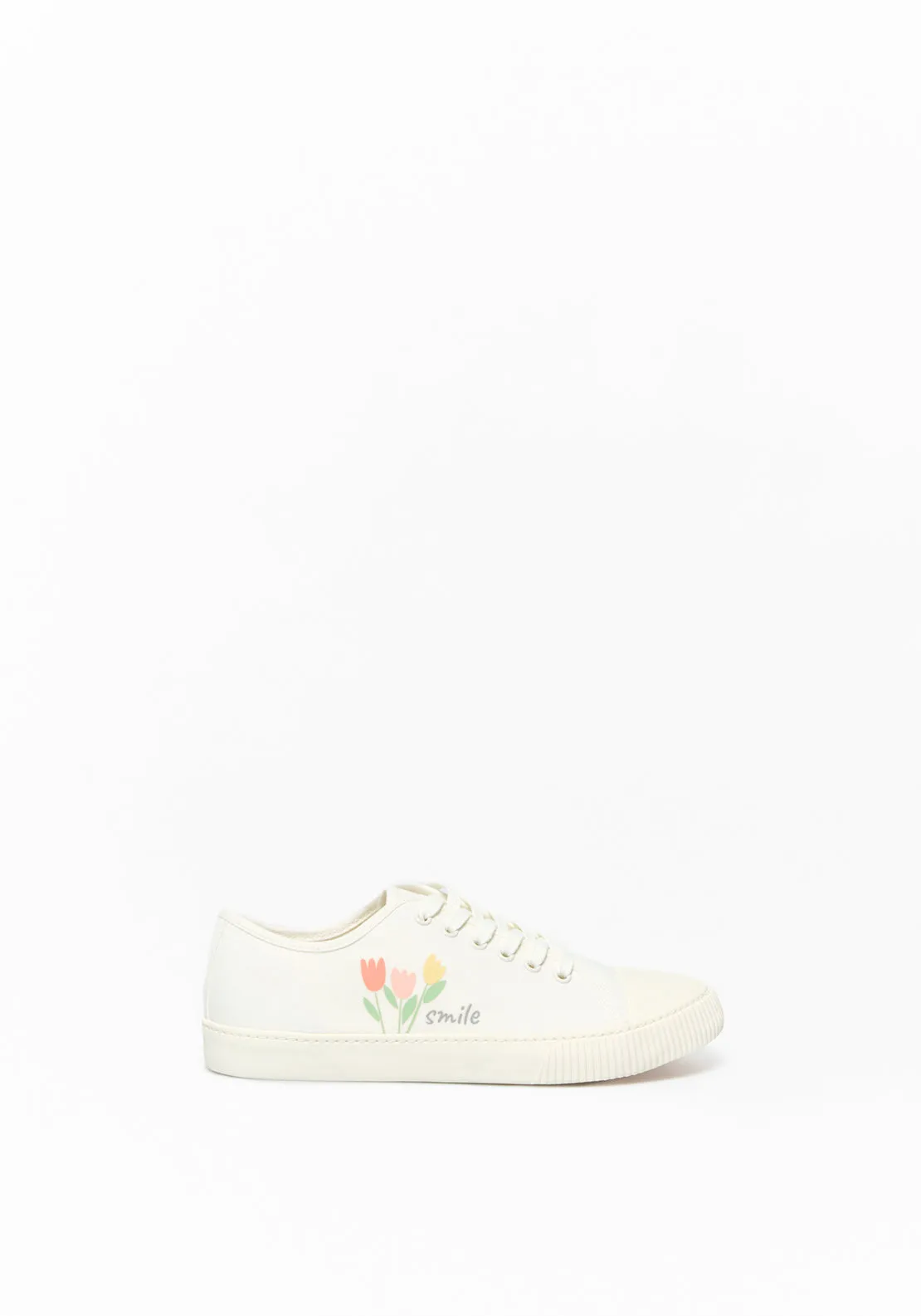 Flowers canvas trainers - Ecru