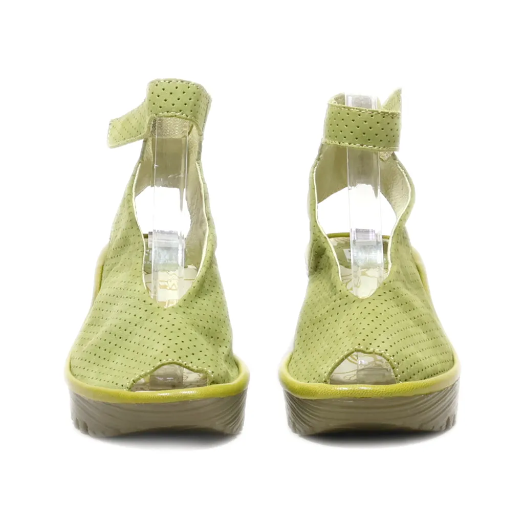 Fly London Wedge Shoes Leather Green Colour For Women