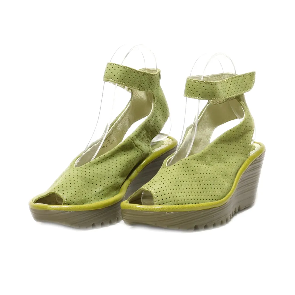 Fly London Wedge Shoes Leather Green Colour For Women