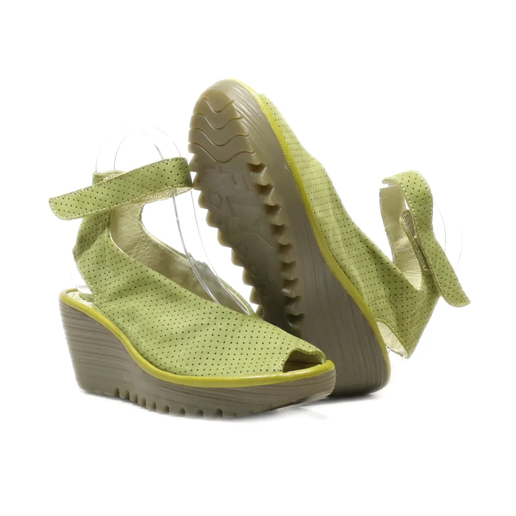 Fly London Wedge Shoes Leather Green Colour For Women