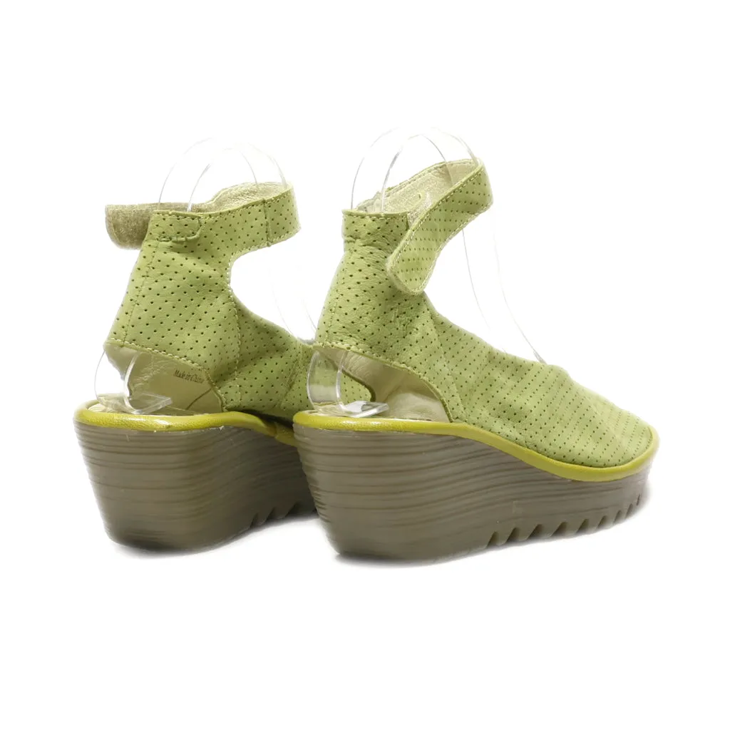 Fly London Wedge Shoes Leather Green Colour For Women