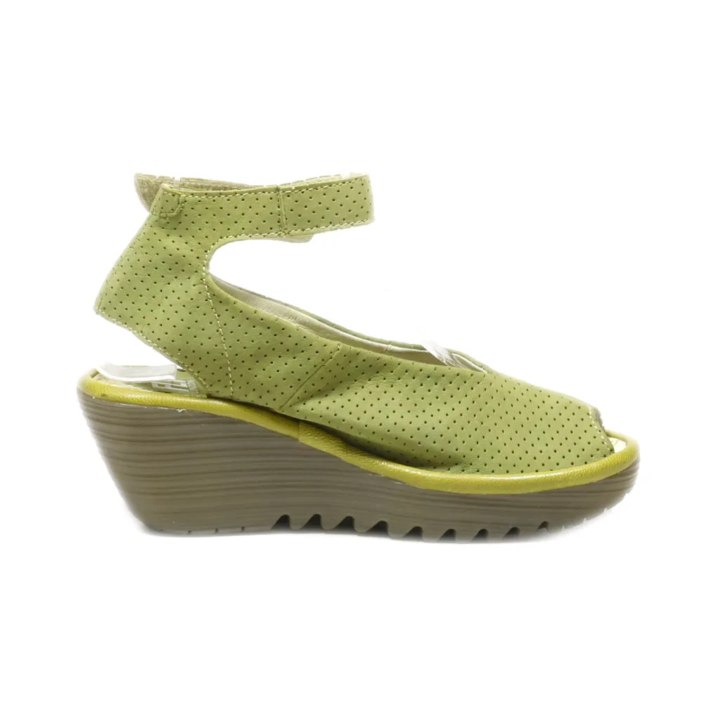 Fly London Wedge Shoes Leather Green Colour For Women