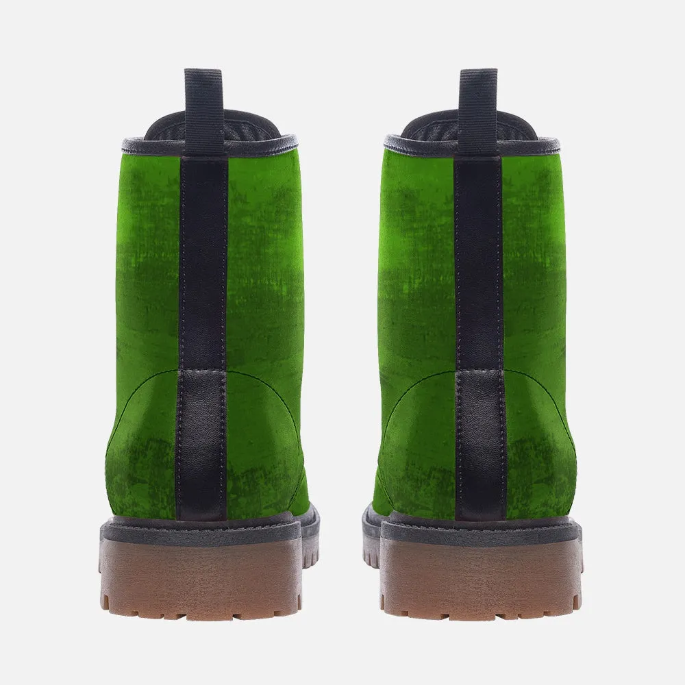 Forest Emerald Green Vegan Combat Boots| Fantasy Green Vegan Combat Boots| Gothic lace up boots| Witchy Faux Leather Shoes For Women| Men