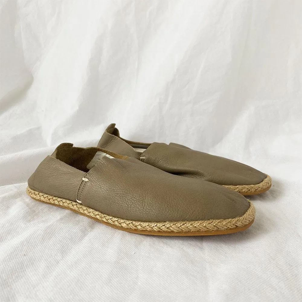 Frette Merida Leather Espadrilles in Dark Gray, 41