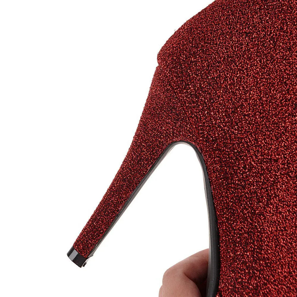 Gold silk bright face thin heel super high heel elastic knee high Boots