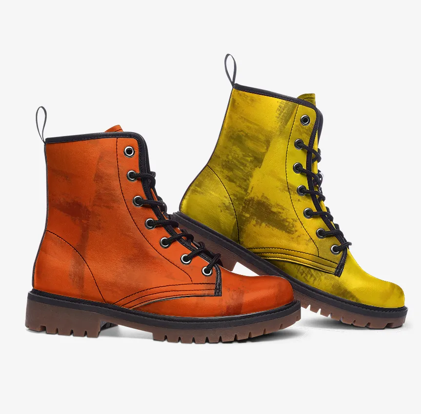 Gradient Orange and Yellow Combat Boots for Women  Men