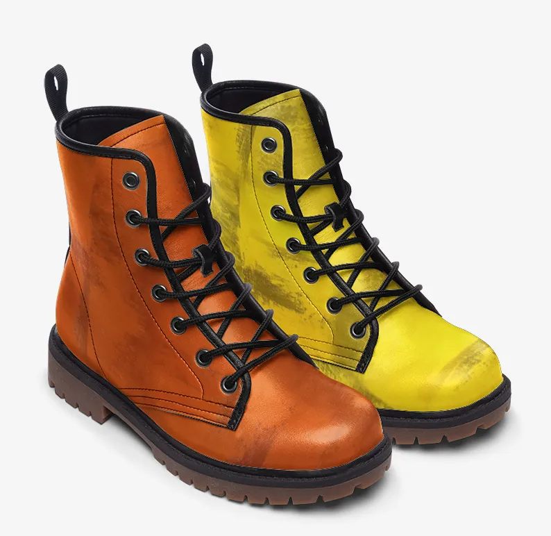 Gradient Orange and Yellow Combat Boots for Women  Men