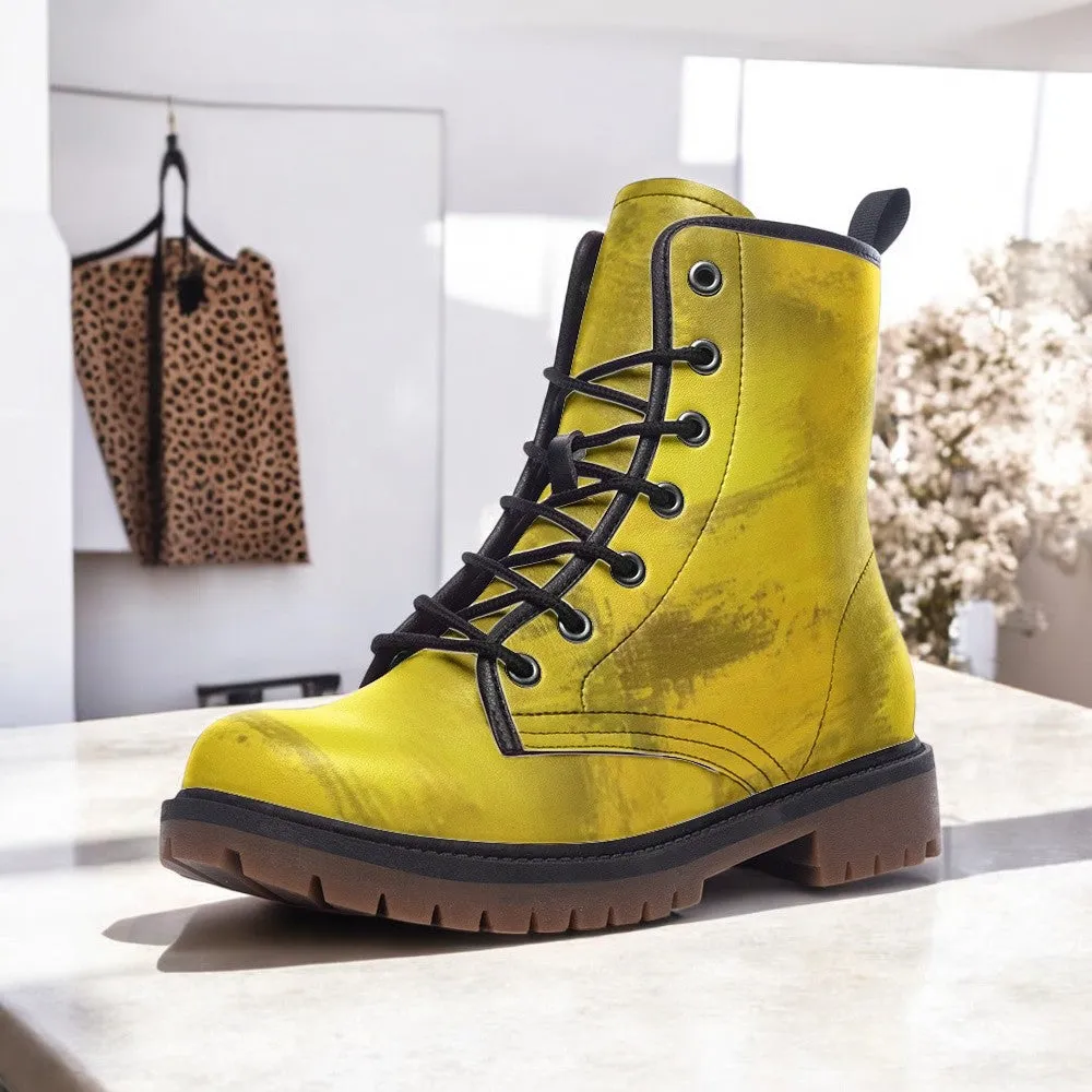 Gradient Orange and Yellow Combat Boots for Women  Men