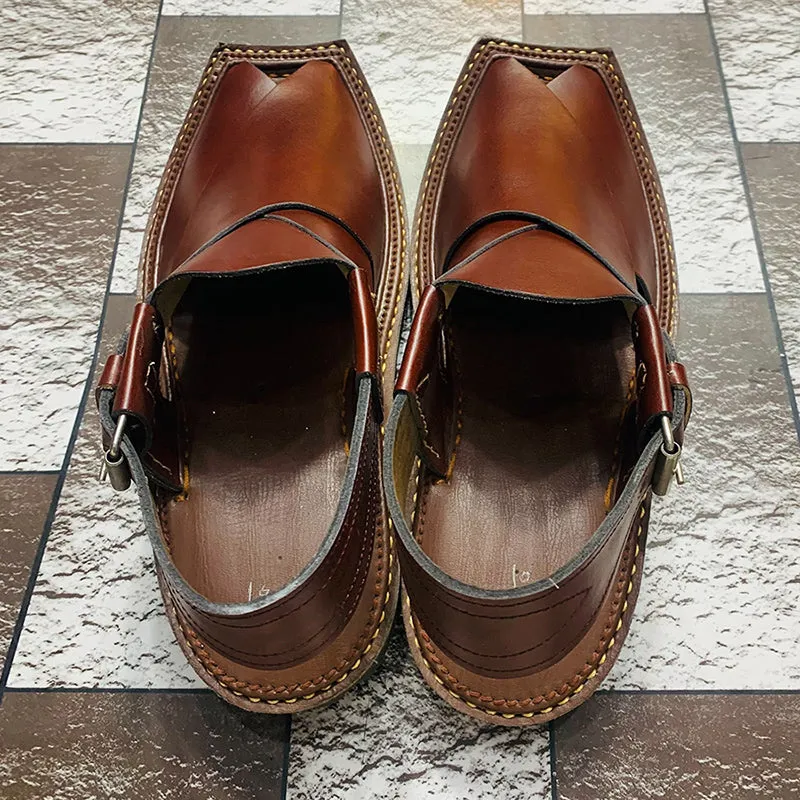 Handmade Peshawari Leather Kaptaan Men's Chappal