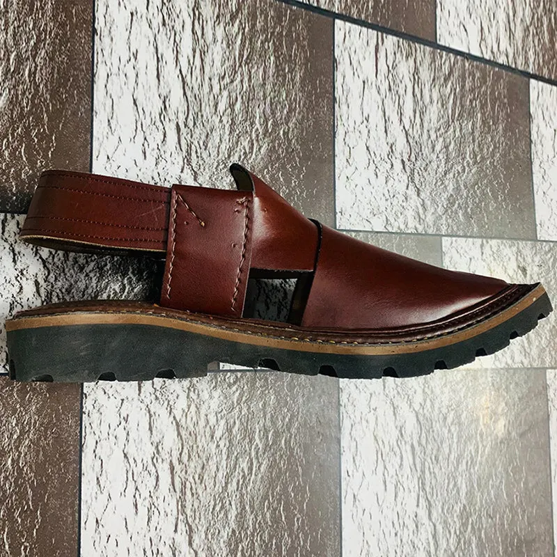 Handmade Peshawari Leather Kaptaan Men's Chappal
