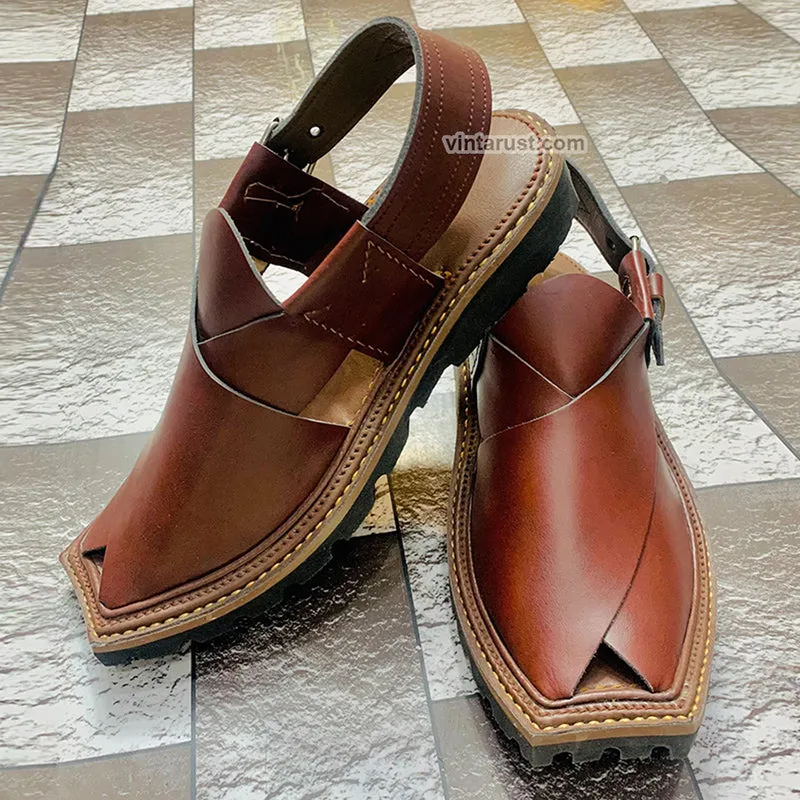 Handmade Peshawari Leather Kaptaan Men's Chappal