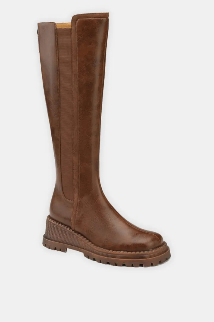 High Leather Wedge Boots