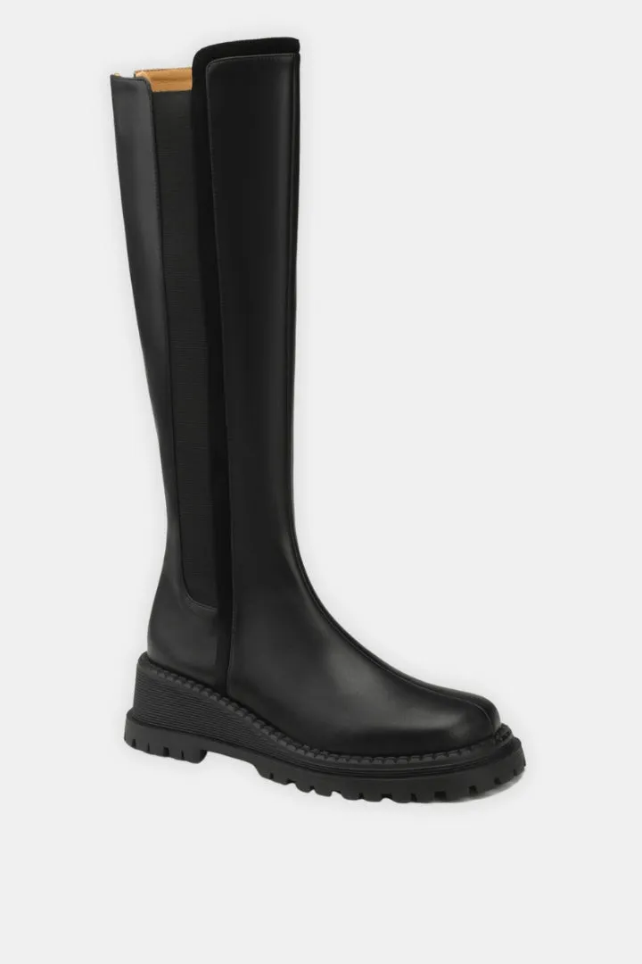 High Leather Wedge Boots