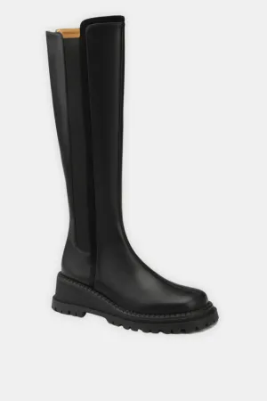 High Leather Wedge Boots