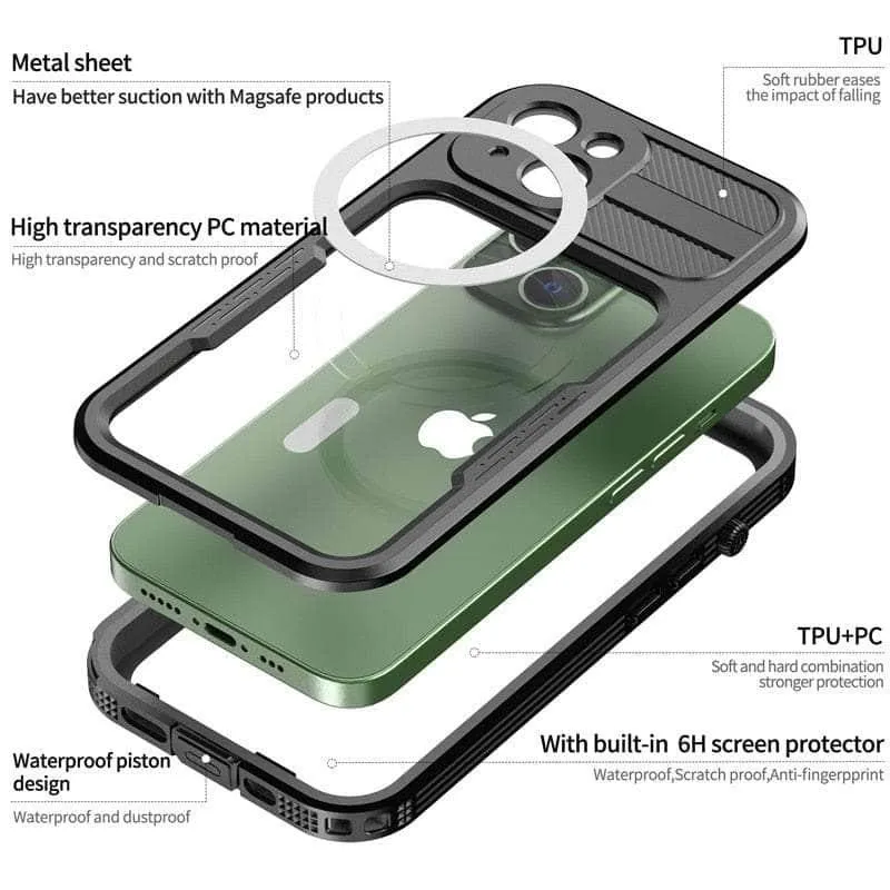 IP68 Waterproof iPhone 14 Pro Max Diving Wireless Charging Case