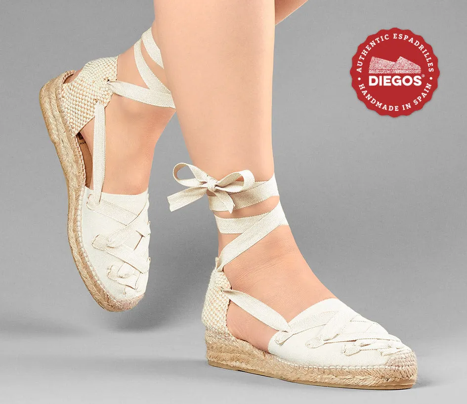 Ivory Lola low wedge Pamplona espadrilles