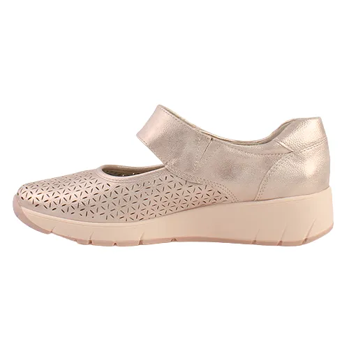 Jana Wedge Cross Strap Shoes - 24664-42 - Rose Gold