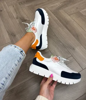 Jose Sanez 2287- Comb2 Elevated Trainer With Orange Heel - Navy (JS2)