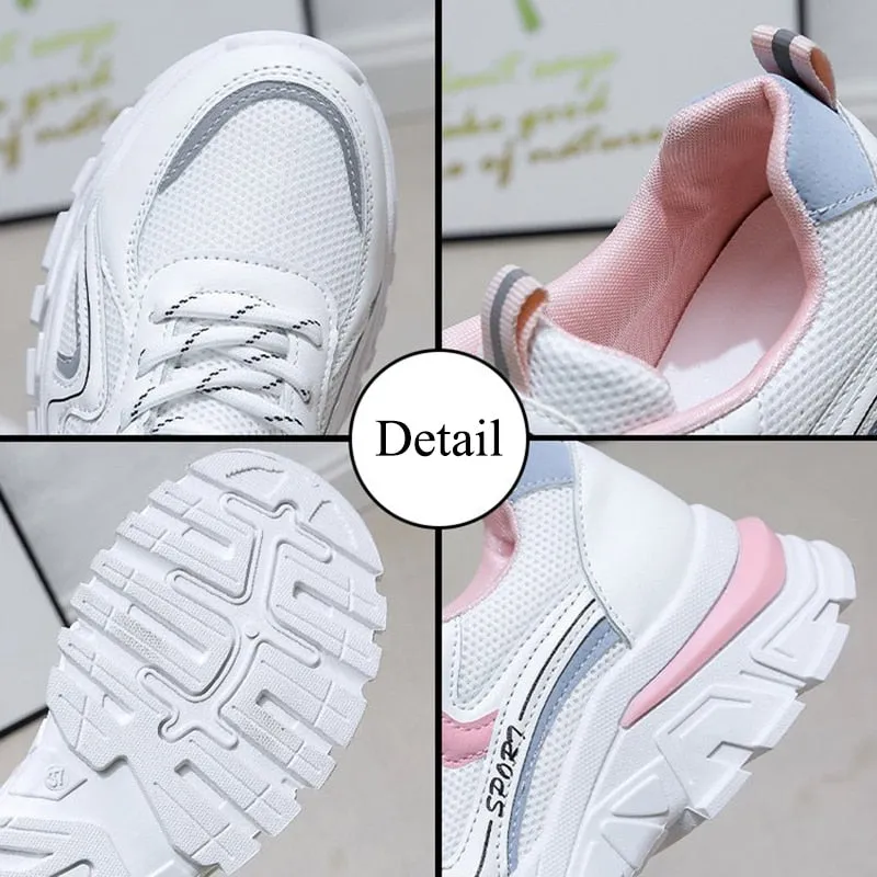 Joskaa New Women Platform Chunky Sneakers Mesh Breathable Sport Shoes Woman Fashion Thick Sole Walking Ladies Casual Shoes