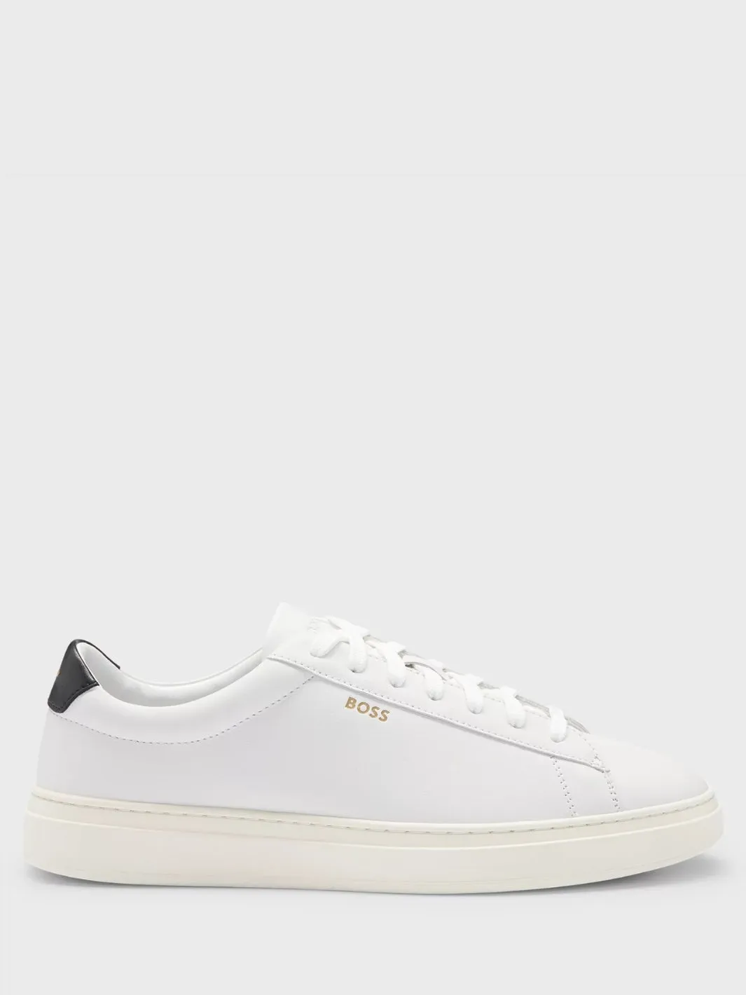 LACE-UP LEATHER TRAINERS Hvit