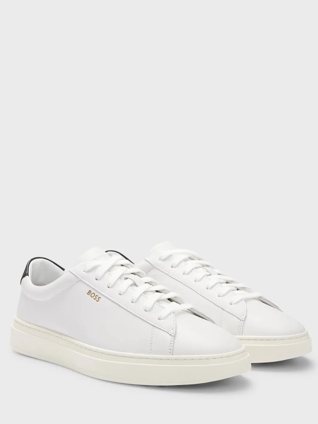LACE-UP LEATHER TRAINERS Hvit