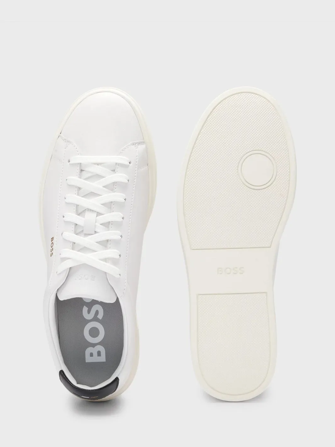 LACE-UP LEATHER TRAINERS Hvit