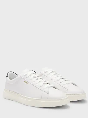 LACE-UP LEATHER TRAINERS Hvit