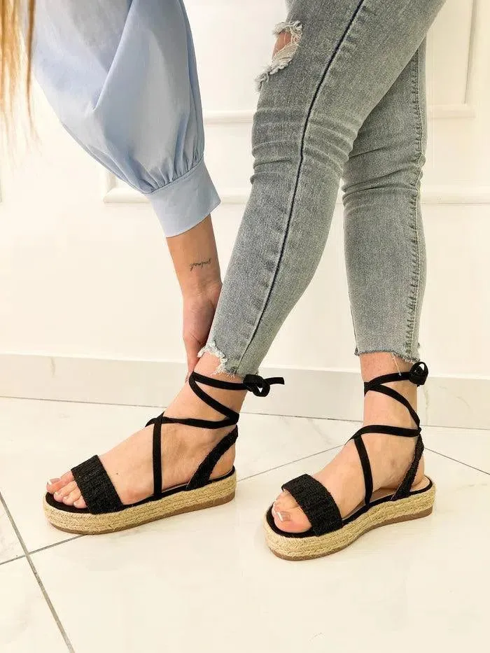 LIDIA-Espadrilles platform con lacci alla caviglia