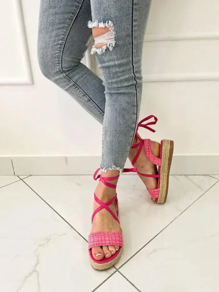 LIDIA-Espadrilles platform con lacci alla caviglia