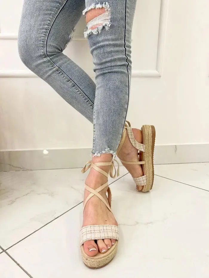 LIDIA-Espadrilles platform con lacci alla caviglia