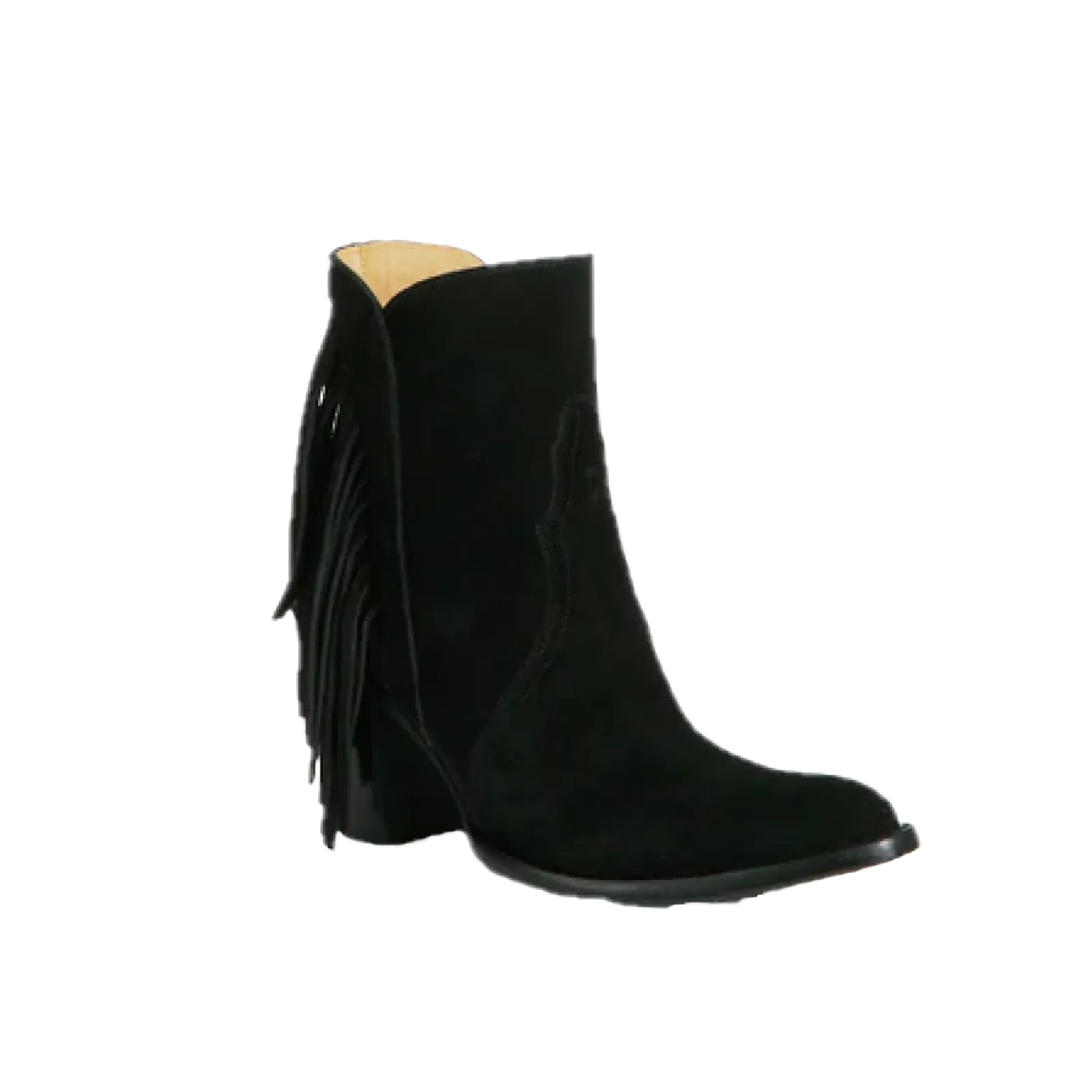 Lucchese Women's Black Fringe Maypop Western Suede Ankle Boots M6084