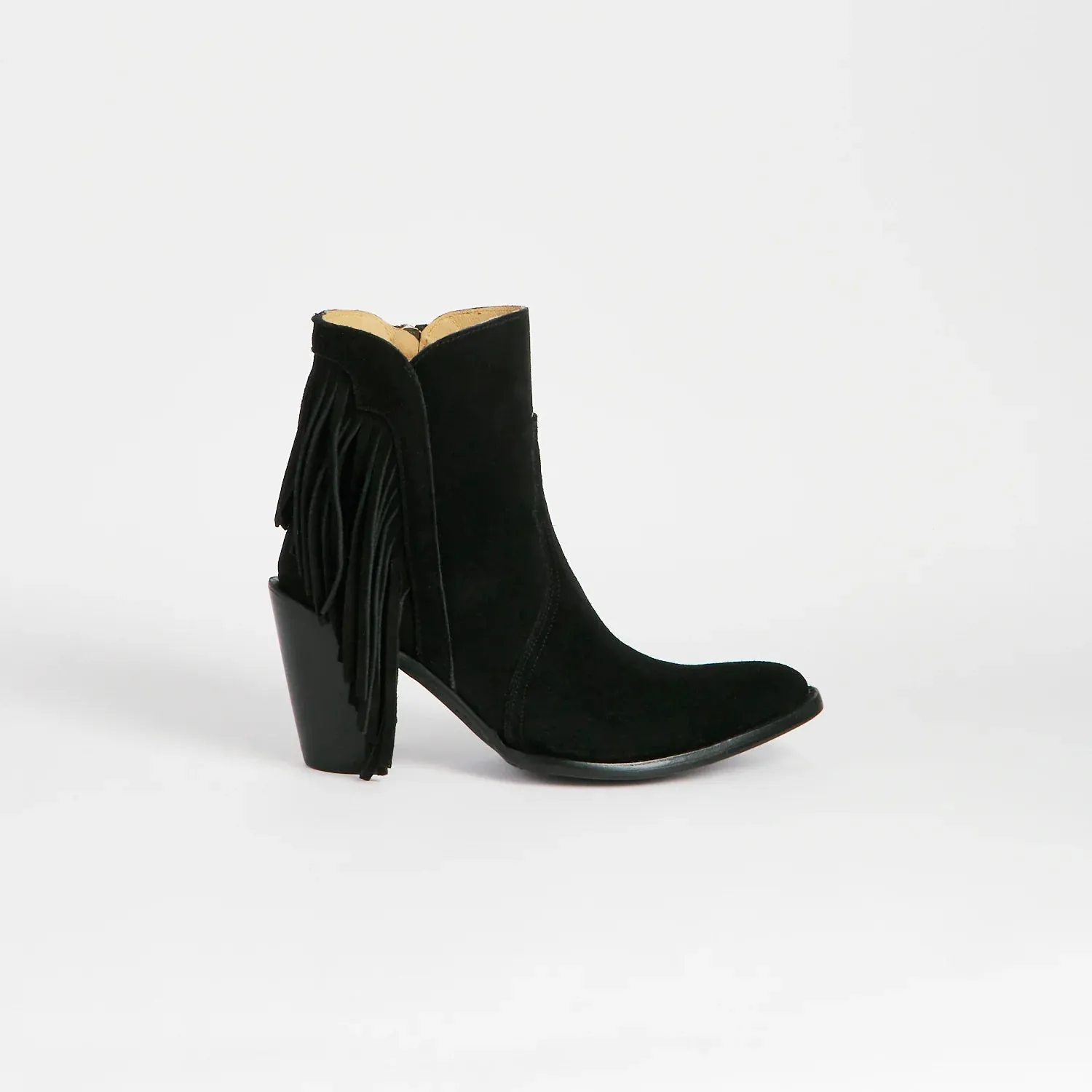 Lucchese Women's Black Fringe Maypop Western Suede Ankle Boots M6084