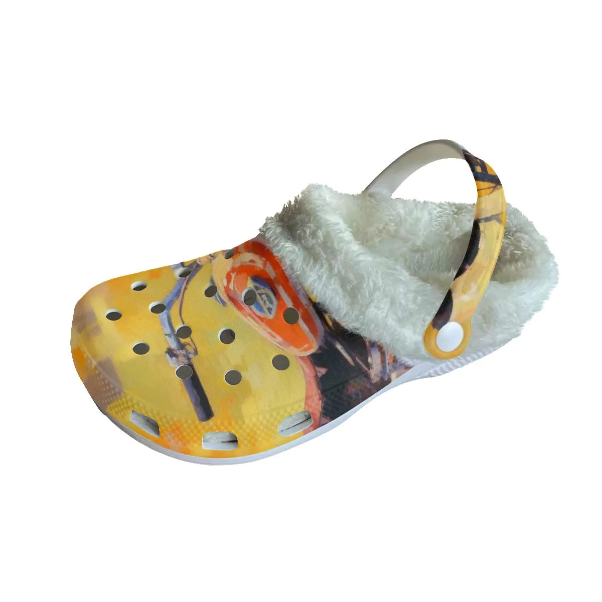 Mc#18 Men's Classic Clogs with Fleece, motorcycle print