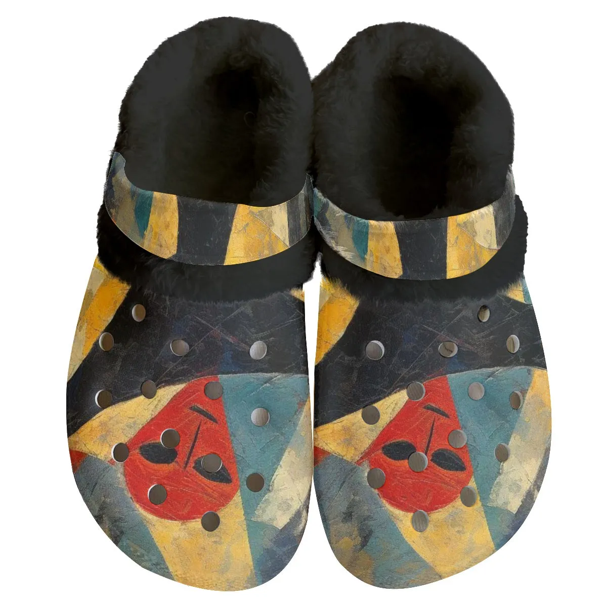 Mc#32 Men's Classic Clogs with Fleece, abstract, print