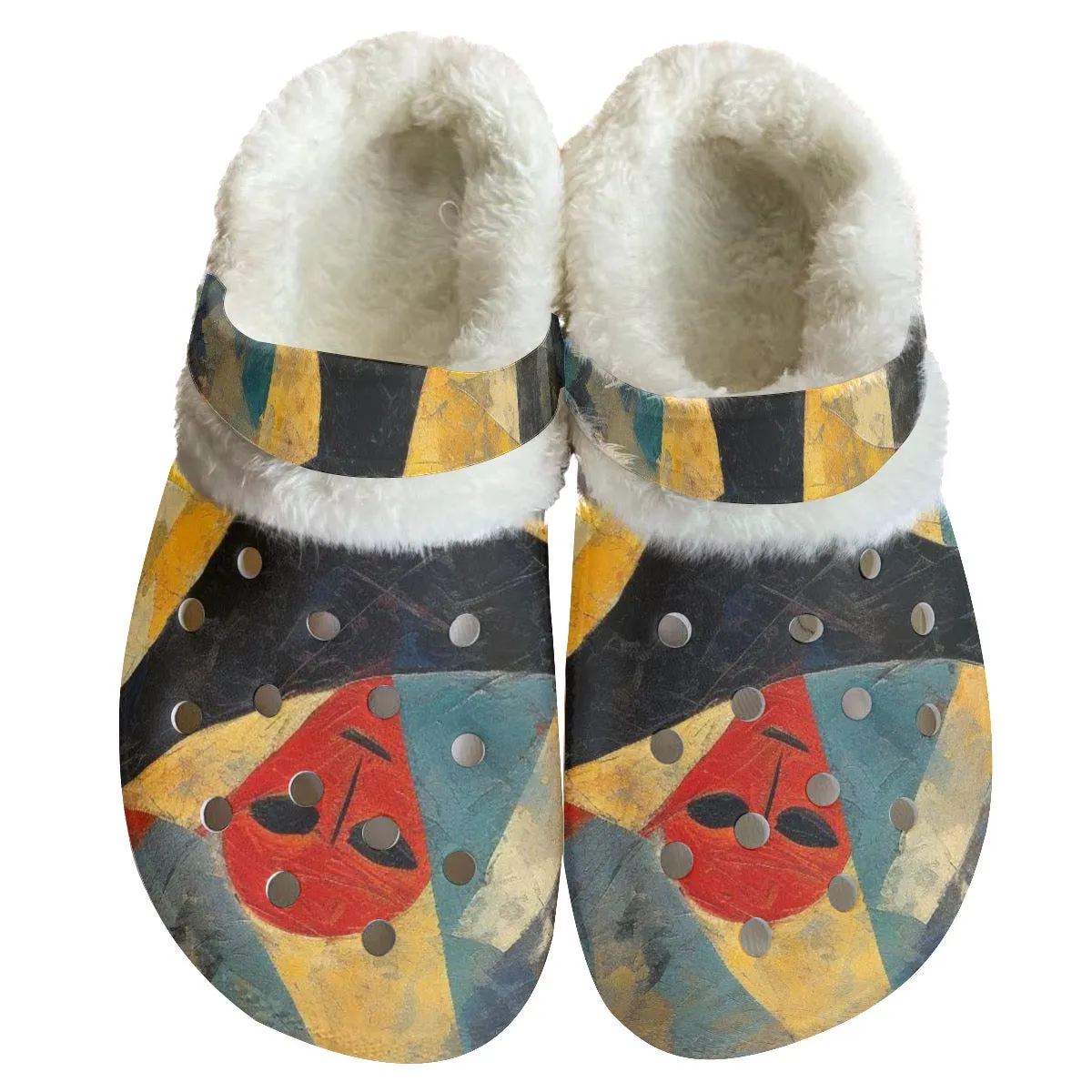 Mc#32 Men's Classic Clogs with Fleece, abstract, print