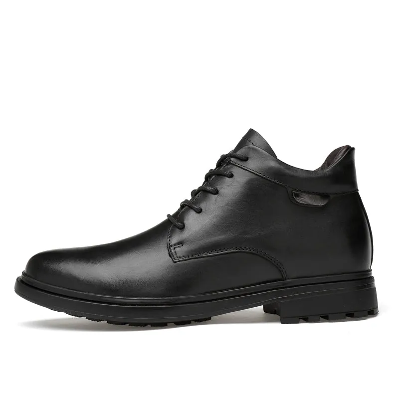 Men's Boots Super Warm Black Cow Leather Snow Boots Handmade Men Lace Up Outdoor Waterproof Sneaker Casual Winter Shoes