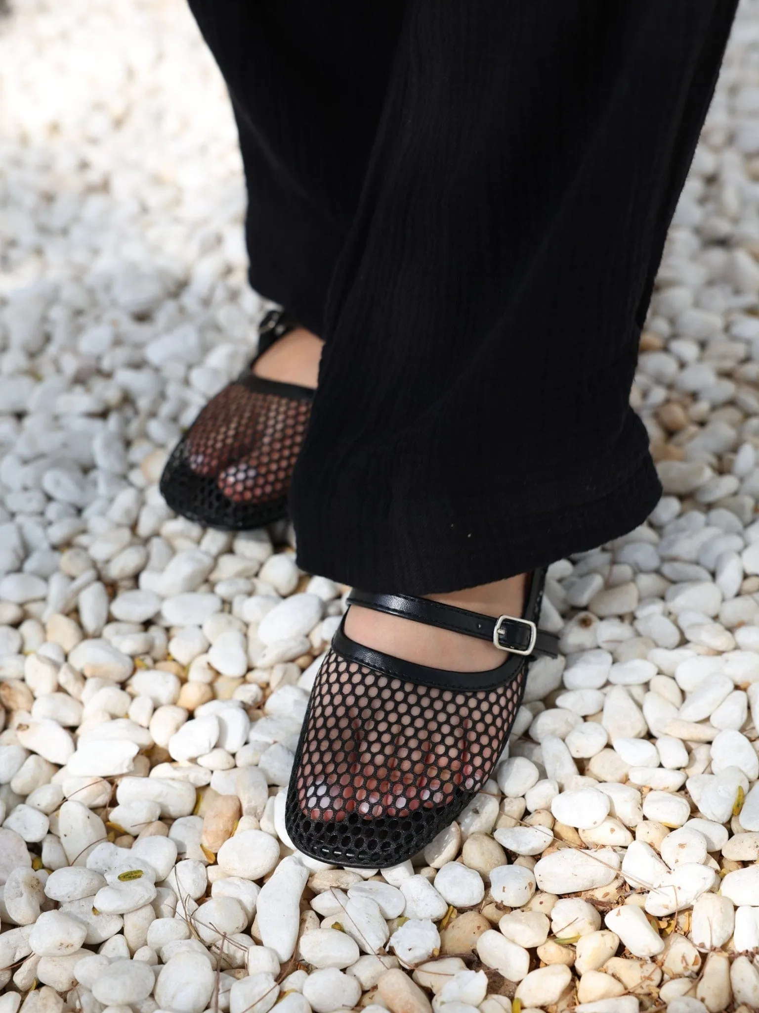 Mesh Flats In Black