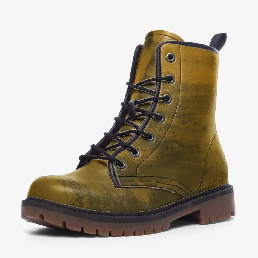 Mismatched Teal and Gold Combat Boots| Turquoise Boots| Fantasy Boots| Punk Boots| Blue and Yellow Vegan Leather| For Men| Women| Lace up|